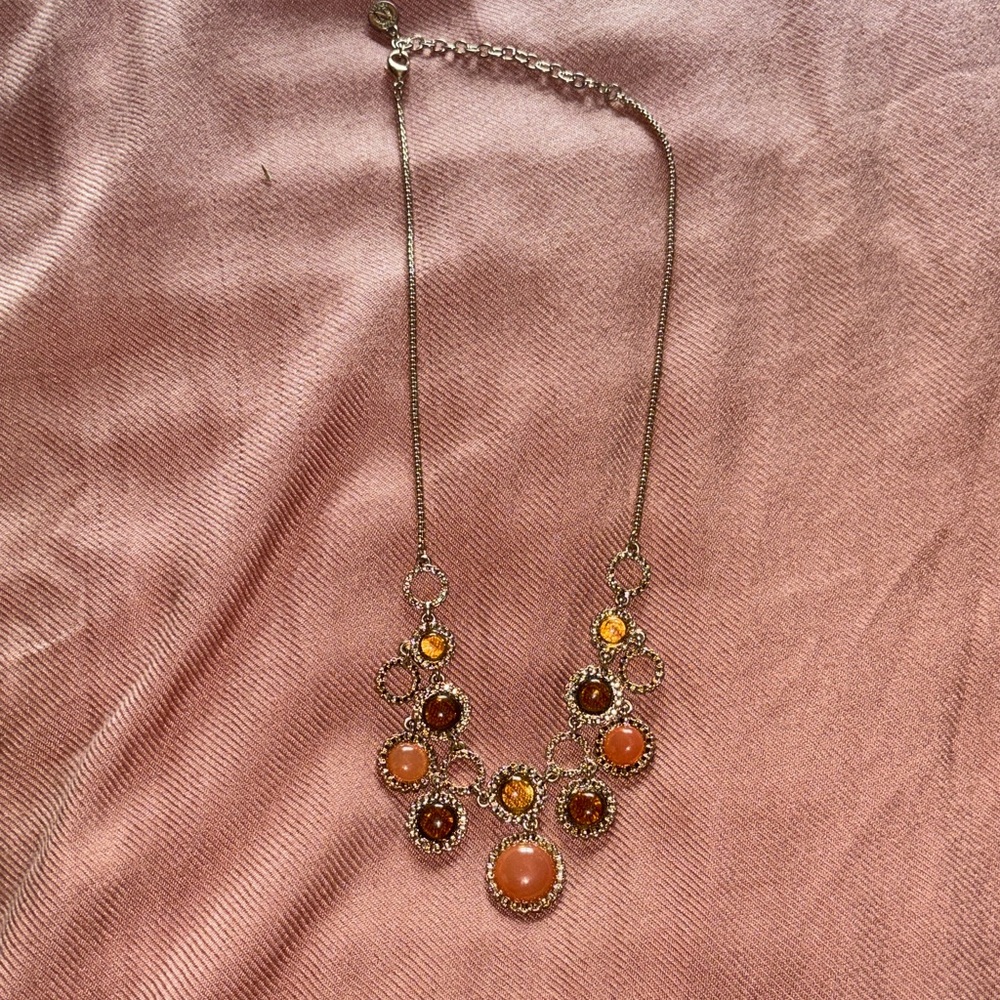 Napier Gold Necklace with Orange and Brown Accents